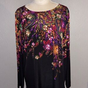 Susan Graver Multicolor Floral Paisley Blouse